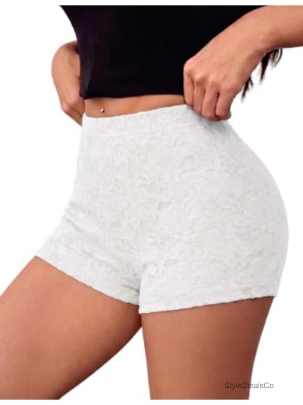 Women Floral Lace Ruffle Booty Shorts Low Rise Stretch Party Mini Shorts